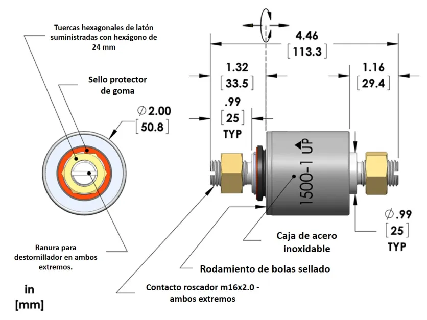 Dimensiones con sello antipolvo
